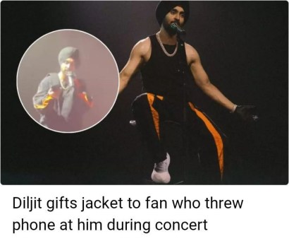 Daljit gifted jacket to fan who threw phone at him during concert